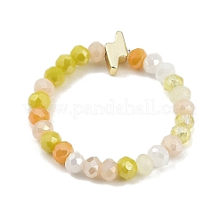 Молния немагнитные синтетические гематитовые и стеклянные бусины растягивающиеся кольца&nbsp;RJEW-JR00784