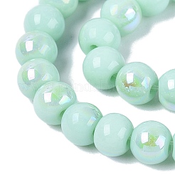 電気メッキオペークガラスビーズ連売り  ラウンド  虹メッキ  半分メッキ  アクアマリン  6~6.5mm  穴：0.8~1mm  約67~72個/連  14.57~15.35インチ（37~39cm）&nbsp;EGLA-Q132-6MM-01C-11