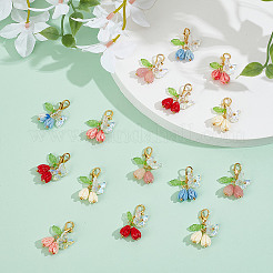 20 шт. 5-х цветная подвеска из смолы в виде розы и бабочки&nbsp;HJEW-GO00218