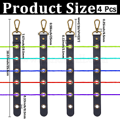 合金製レザースレダー4個  アンティークブロンズ  ブラック  256x19.5x3.5mm  穴：8.5mm&nbsp;AJEW-CL0005-55B