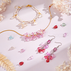 200個10色の透明スプレー塗装ガラスチャームセット  花弁  ミックスカラー  12x8x4.5mm  穴：1mm  20個/カラー&nbsp;GLAA-GA0001-83
