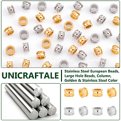 40 Stück 2 Farben 304 Edelstahl European Beads&nbsp;STAS-UN0059-27