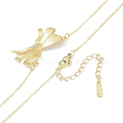 304 нержавеющая сталь кристалл горный хрусталь кабель цепь бант подвеска ожерелье для женщин&nbsp;NJEW-C055-08G