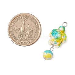 6 шт. 6-х цветные синтетические бирюзовые черепаховые круглые подвески&nbsp;PALLOY-JF04126