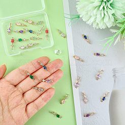 32 шт. 8-х цветные латунные подвески-соединители из кубического циркония KK-FH0004-48