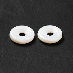 天然淡水シェルビーズ  ドーナツ/円盤  ホワイト  10x2mm  穴：3mm&nbsp;SHEL-G014-02B