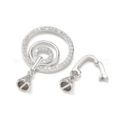 Fermoirs repliables en laiton micro pave zircone cubique transparente&nbsp;KK-K428-04P