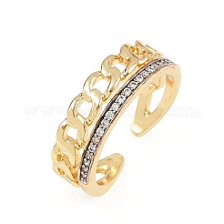 Латунные микро проложить манжеты кольца кубического циркония RJEW-D326-07G