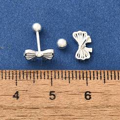 S999 ファインシルバースタッドピアス  蝶結び  銀  5x9mm&nbsp;EJEW-A127-05S