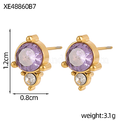 Серьги-гвоздики из нержавеющей стали 304 с кубическим цирконием&nbsp;STAS-OY009-15G