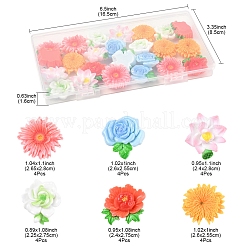 24 шт. 6 стиля непрозрачных смоляных цветов-кабошонов RESI-FS0002-16