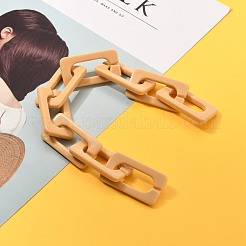 手作りの不透明なアクリルクロスチェーン  溶接されていない  小麦  43.5x23x4mm  約39.37インチ（1m）/連&nbsp;AJEW-JB00766-02