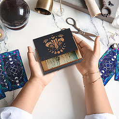 Деревянные шкатулки для хранения карт Таро с гравировкой пентаграммы CON-WH0089-144B