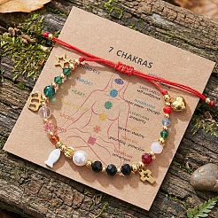 Chakra-Armbänder aus Edelstahl 304 mit Muschelanhänger&nbsp;RE0634-2