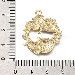 合金エナメルチャーム  ラインストーン付き  人魚のチャーム  ピンク  29.5x26x2.5mm  穴：1.8mm&nbsp;ENAM-S021-01G-D