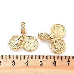 Покрытие стойки латунь микро паве прозрачный кубический цирконий европейские подвески с подвесками KK-C063-11G