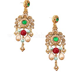 Серьги-гвоздики из пластика с цветочным сплавом и жемчугом FS-WG21444-01