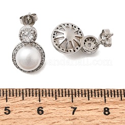 Pendientes de tuerca de circonio cúbico con micro pave de latón&nbsp;CU-CBABA66-08P