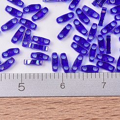MIYUKIクォーターティラビーズ  日本製シードビーズ  2穴  （qtl177)透明コバルトab  5x1.2x1.9mm  穴：0.8mm  約480PCS /ボトル  10 G /ボトル&nbsp;SEED-JP0008-QTL0177