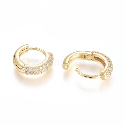 Серьги-кольца Huggie из латуни с прозрачным фианитом и прозрачным фианитом&nbsp;LS-EJEW-G275-02G
