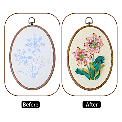 DIY 刺繍初心者キット  プリント生地を含む  刺繍糸と針  楕円形の刺繍枠  指示  花  278x173x10.5mm  内径：215x144mm  ひも：0.5~19mm&nbsp;DIY-WH20063-006D