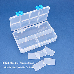オーガナイザー収納プラスチックボックス  長方形  透明  16.3x10.7x3cm  1つのコンパートメントさ：4.5x3.8cm  8区画/ボックス  8個/セット&nbsp;CON-BC0001-06