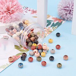 100pcs 10 couleurs de perles en bois naturel peintes&nbsp;WOOD-TA0001-59
