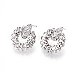 Латунные микро проложить серьги стержня кубического циркония&nbsp;KK-T074-45P