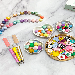 60 perline rotonde in silicone ecologico per uso alimentare in 10 colori&nbsp;SIL-LP0001-10
