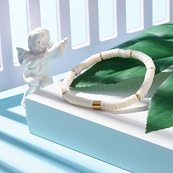 Эластичный браслет из бисера хейши из полимерной глины со столбиком из синтетического гематита BJEW-JB07606