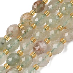 Нити бусин из натурального зеленого рутилированного кварца G-F809-A05-01