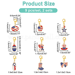 Подвесные маркеры петель в стиле американского флага HJEW-AB00344