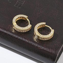 Pendientes de aro de circonita cúbica con micro pavé de latón para mujer&nbsp;EJEW-A167-19G-02