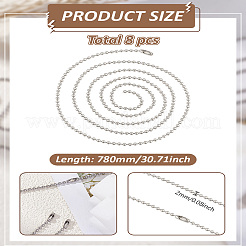 8 Stück 2 mm Edelstahl-Kugelketten-Halsketten für Männer und Frauen&nbsp;NJEW-LP0003-28