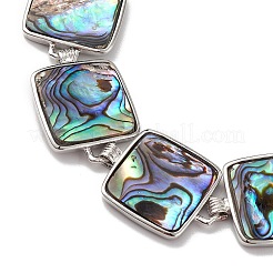 Браслеты-цепочки из звеньев из натуральной раковины морского ушка/пауа BJEW-E077-01P-02