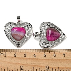 Подвески в виде сердца любви персикового цвета с полосками из натурального агата G-G158-01X