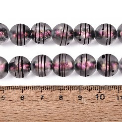 Brins de perles en verre dépoli faites à la main&nbsp;FOIL-Q002-02C