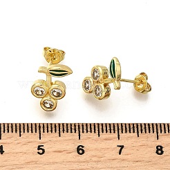 Серьги-гвоздики из латуни с микропаве из кубического циркония EJEW-F383-02G-02