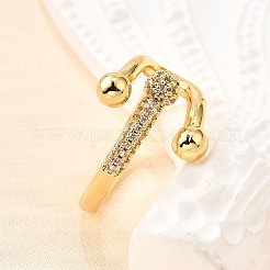 Латунные микро проложить манжеты кольца кубического циркония&nbsp;RJEW-D308-03G-D