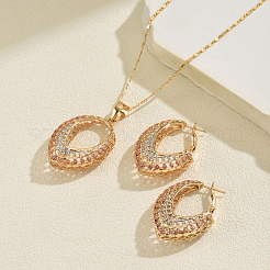 Элегантные европейские серьги и ожерелья с микропаве из кубических цирконий в форме овала для женщин&nbsp;EX4624-1