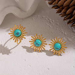 Кольца-манжеты из нержавеющей стали 304 с драгоценными камнями для женщин&nbsp;OK7494-2