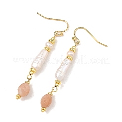 Boucles d'oreilles pendantes en acier inoxydable 304 ornées de perles de culture naturelles mélangées.&nbsp;EJEW-JE07417