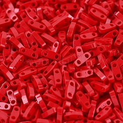 MIYUKIクォーターティラビーズ  日本製シードビーズ  2穴  （qtl408)不透明な赤  5x1.2x1.9mm  穴：0.8mm  約2400個/50g&nbsp;SEED-X0054-QTL0408