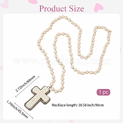 Legierung pflastern synthetische türkis Kreuz Anhänger 8mm Runde Perlen Halsketten für Frauen&nbsp;NJEW-WH20816-004AS