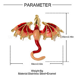 Большие эмалевые подвески из нержавеющей стали 304&nbsp;STAS-OY010-56G