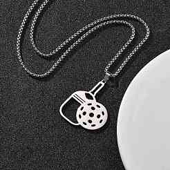 Colliers à chaîne avec pendentif en forme de raquette de pickleball en acier inoxydable 201 pour femmes et hommes&nbsp;NJEW-H050-01B-P
