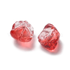 ベーキングペイント透明ガラスビーズ  グラデーションカラー  ライオン  レッド  11.5x11x9.5mm  穴：1.2mm&nbsp;X1-GLAA-C035-01D