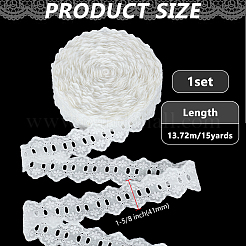 Хлопковая кружевная лента с цветком&nbsp;OCOR-WH0105-067B
