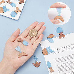 Подвески из непрозрачной смолы и ореха&nbsp;RESI-SC0001-31