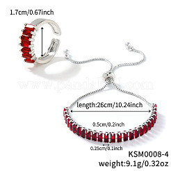 Elegante Mode Rechteck Messing Strass Schieber Armbänder & Manschette Ringe Sets&nbsp;LS-TK3165-1